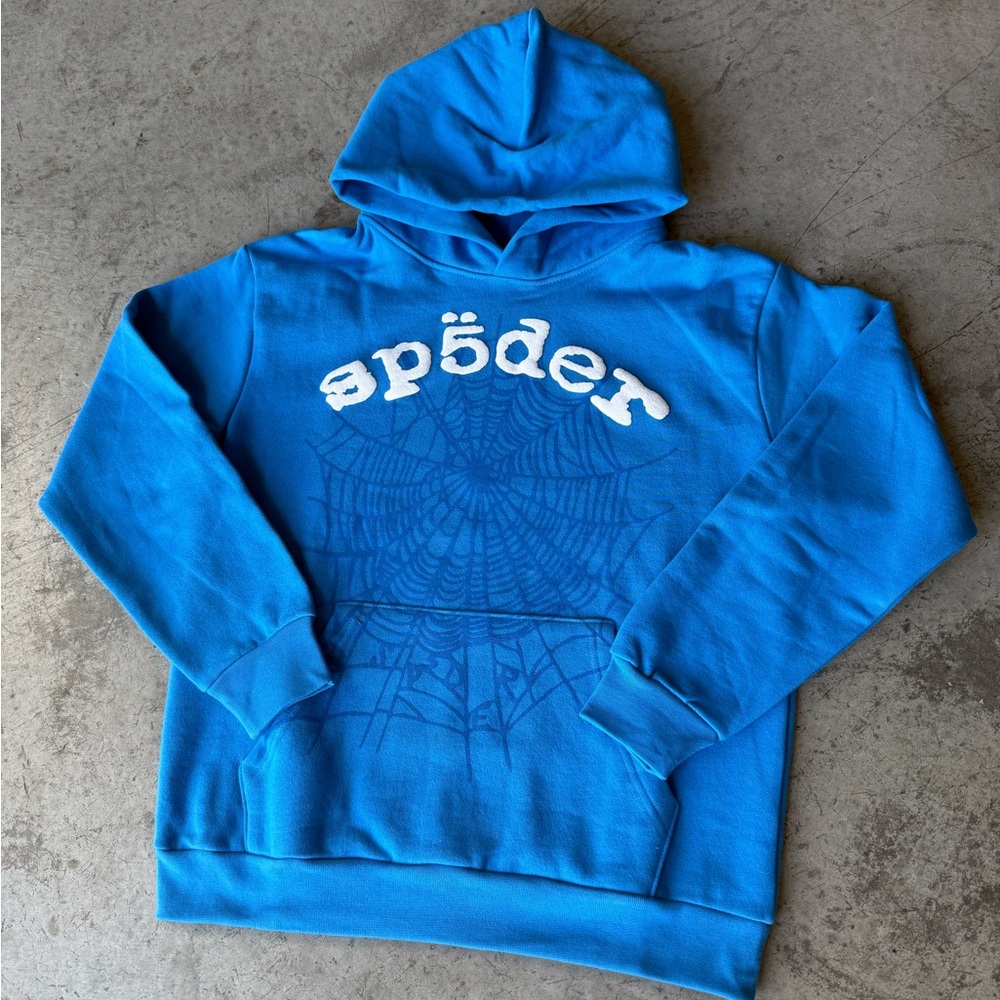 Blue sp5der hoodie brand new amazing quality size medium